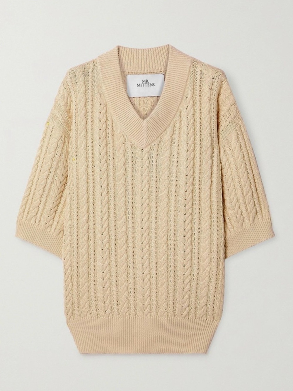 Mr Mittens Cable Knit Cotton Sweater in Cream  Size XSmall